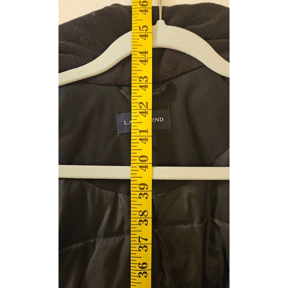 Lands End Womens Black Long Down Parka Hooded Winter Coat Size S 6-8 - Picture 12 of 14